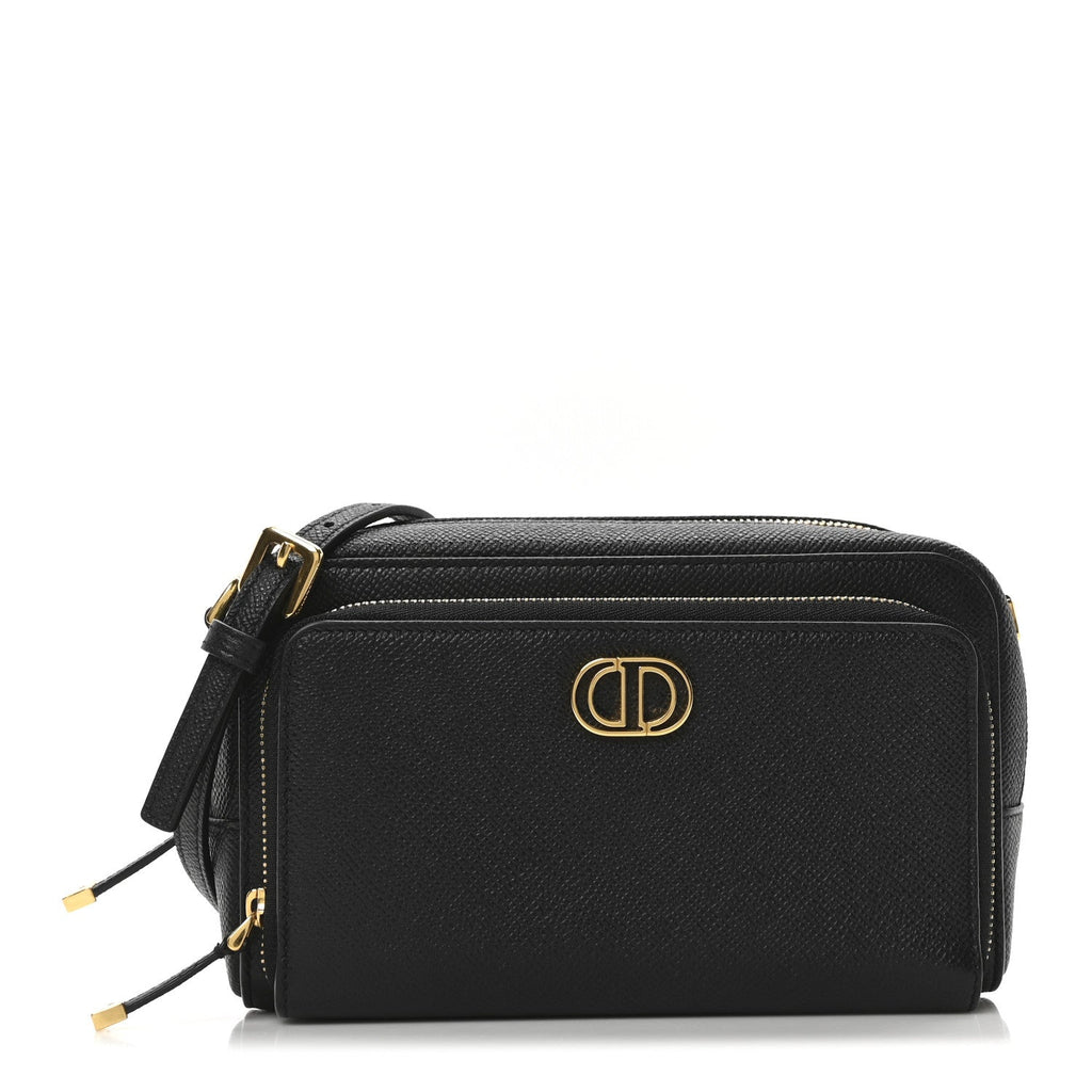 Grained Calfskin Caro Double Pouch Black