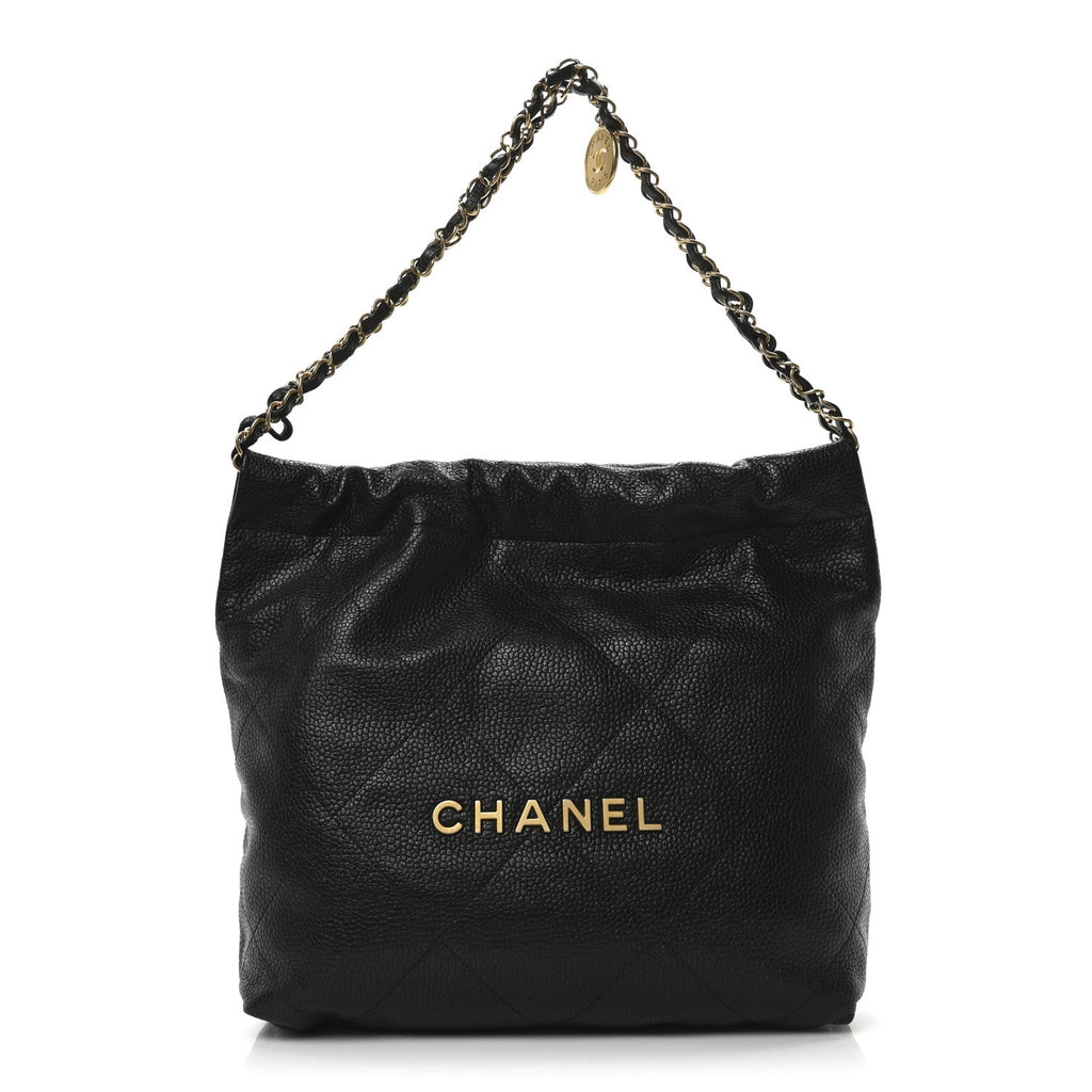 Shiny Caviar Quilted Small Chanel 22 Black