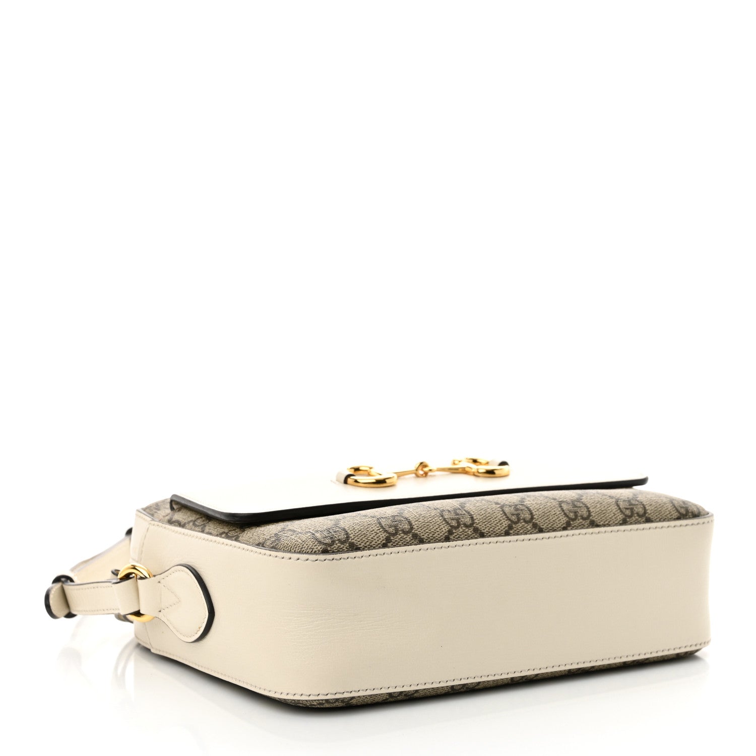 GG Supreme Monogram Small Horsebit 1955 Shoulder Bag Beige Mystic White
