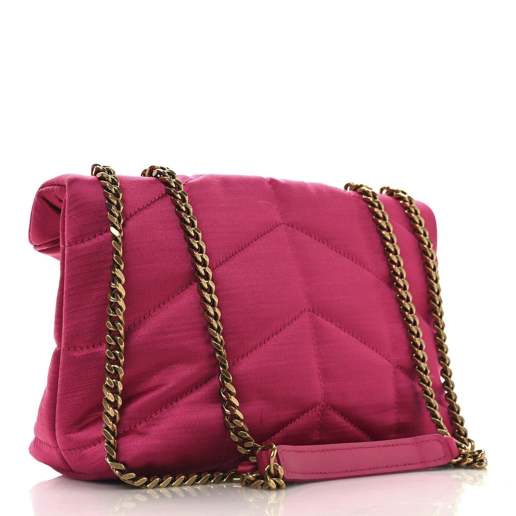 Satin Quilted Toy Loulou Puffer Monogram Chain Satchel Guava Pink