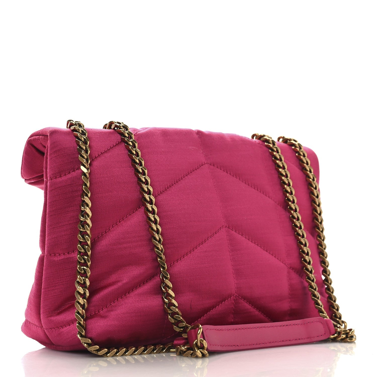 Satin Quilted Toy Loulou Puffer Monogram Chain Satchel Guava Pink