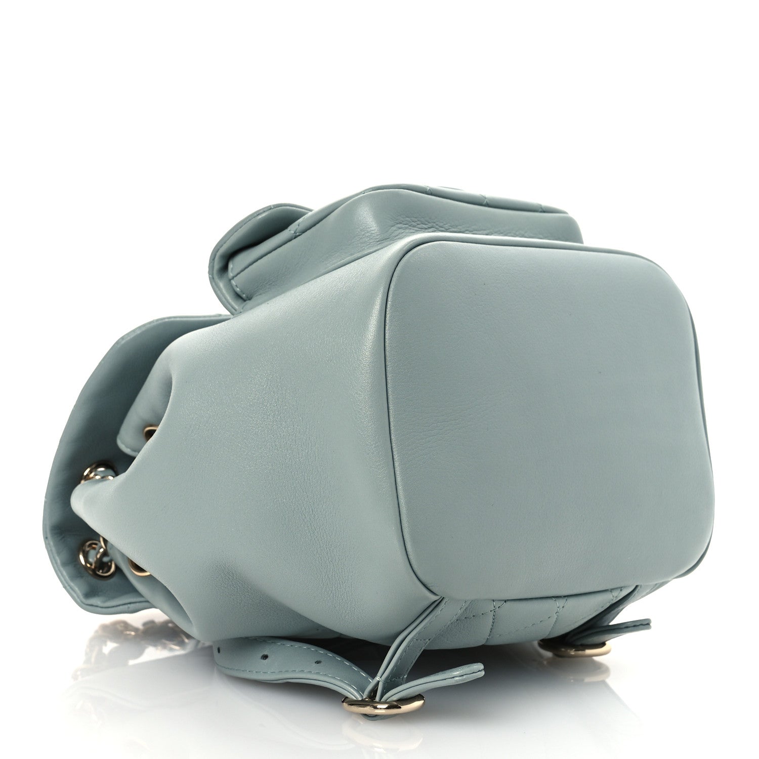 Lambskin Quilted Small Duma Drawstring Backpack Light Blue