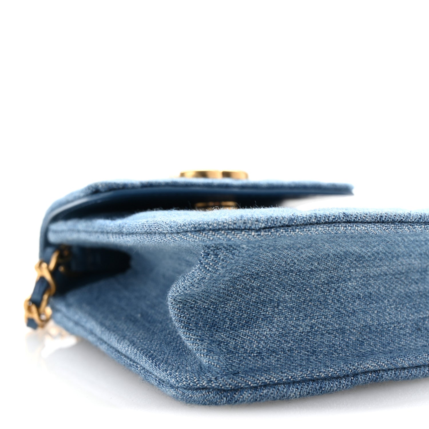 Denim Quilted Flap Mini Crossbody Blue