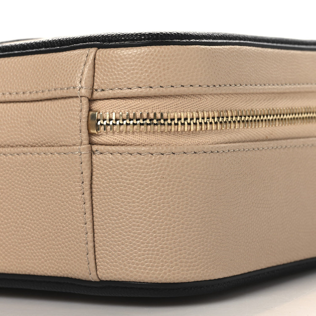 Caviar Quilted Medium CC Filigree Vanity Case Beige Black
