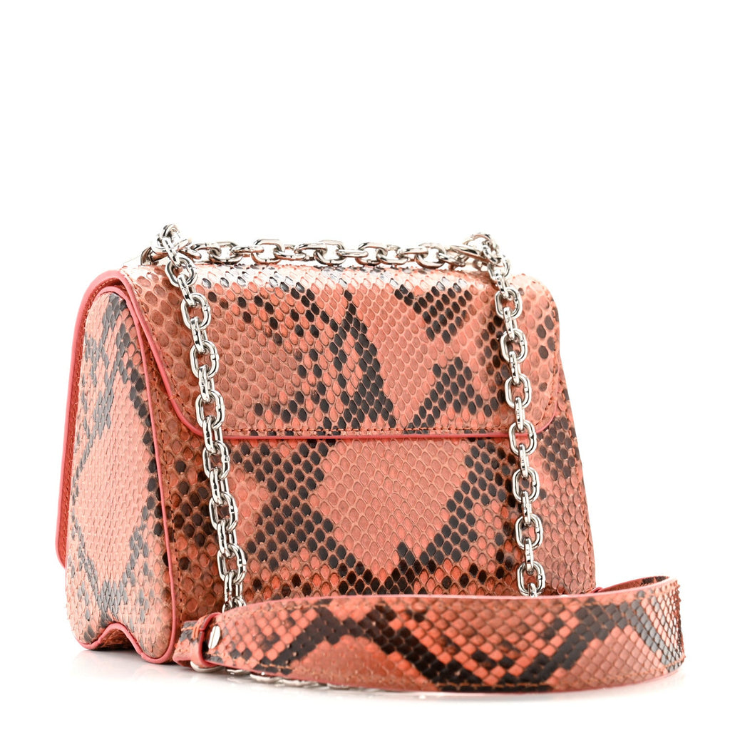 Snakeskin Twist Shoulder Bag PM Coral