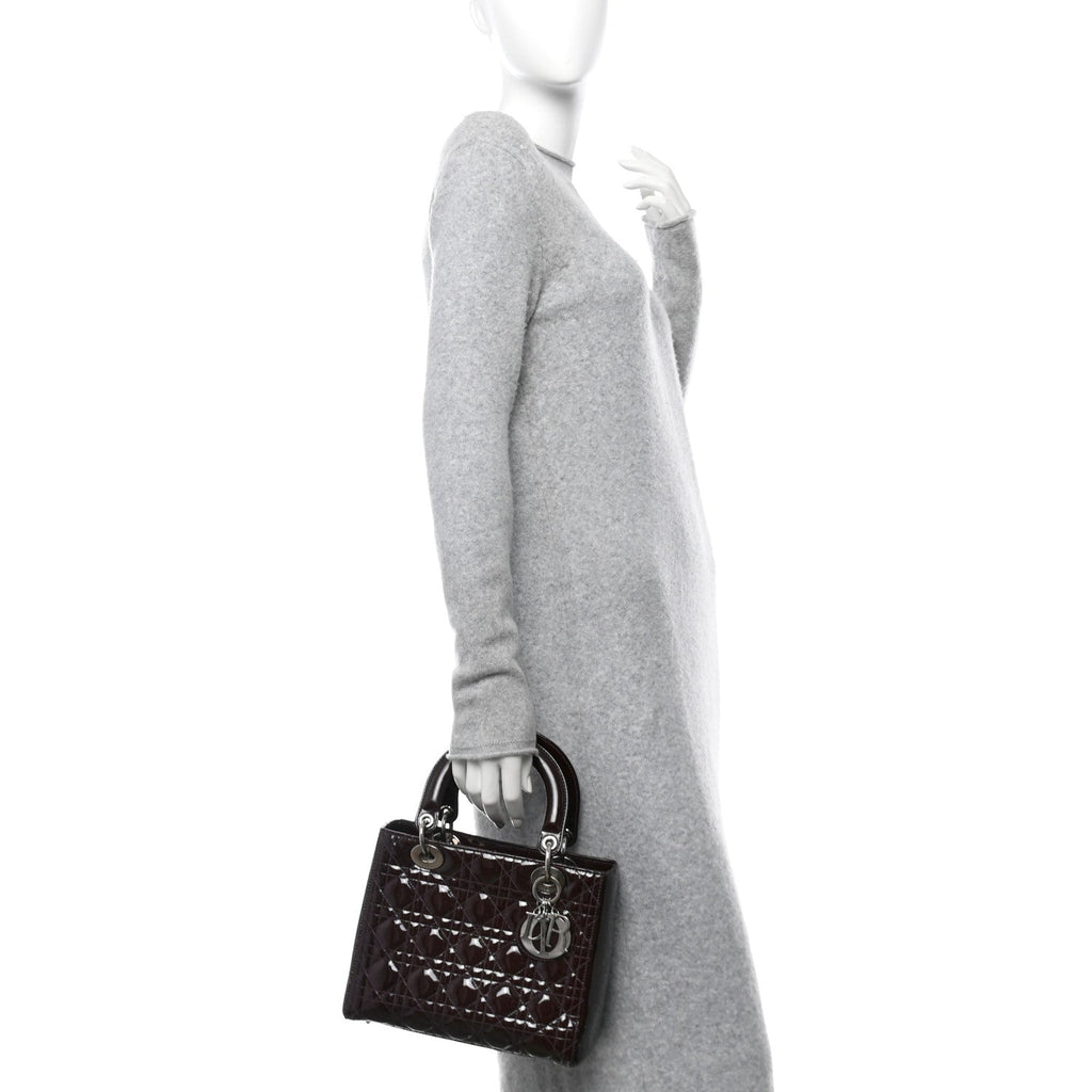 Patent Cannage Medium Lady Dior Burgundy Red