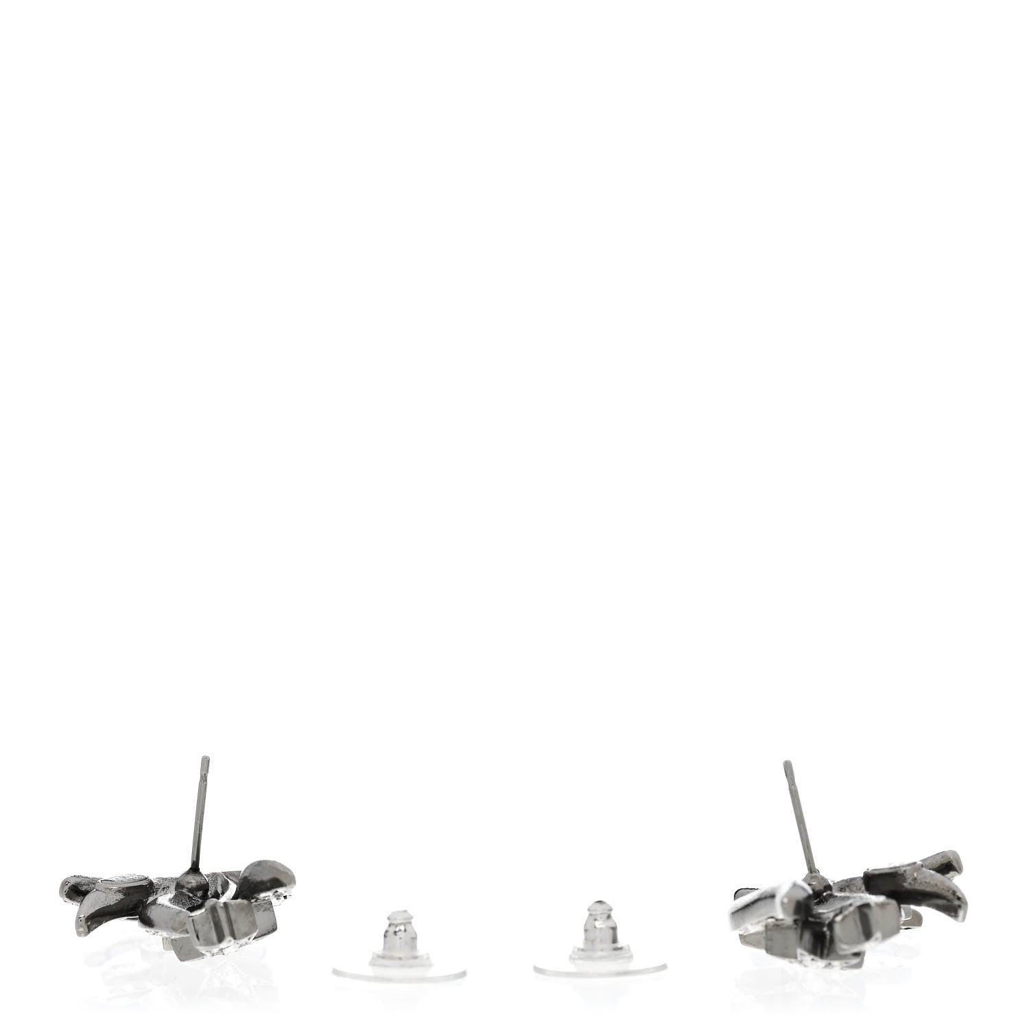 Crystal Baguette CC Wing Star Earrings Silver