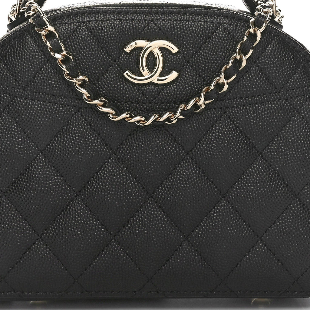 Caviar Quilted Top Handle Vanity Case Black