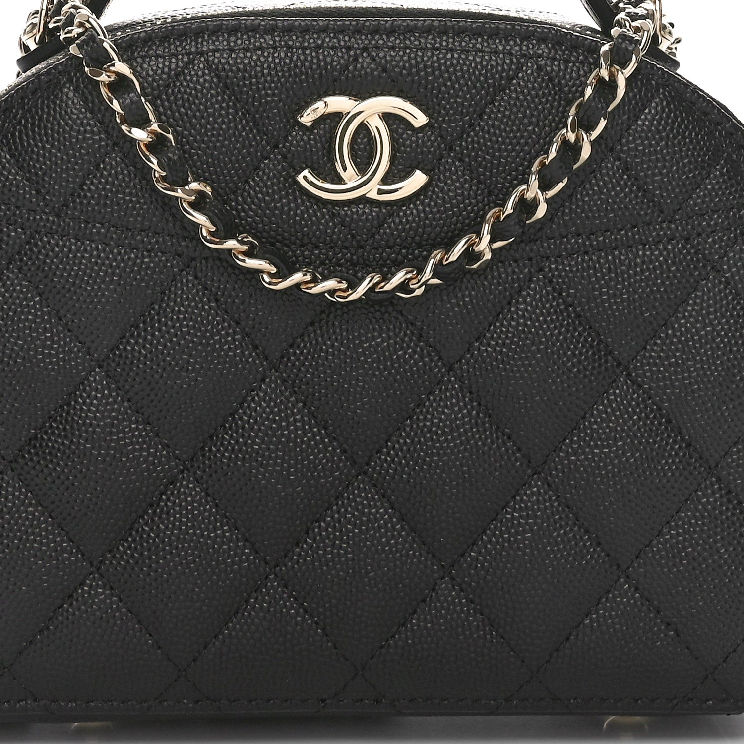 Caviar Quilted Top Handle Vanity Case Black