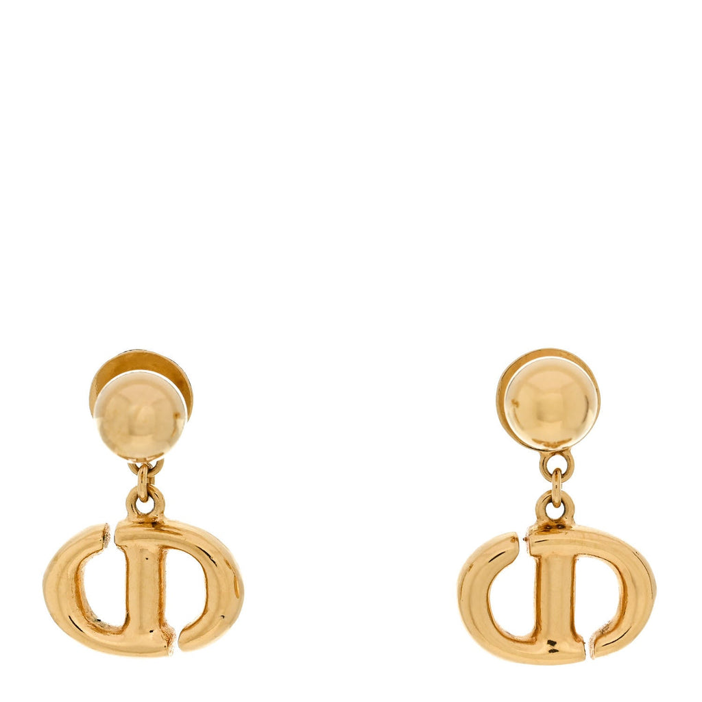 Metal Petit CD Drop Earrings Gold