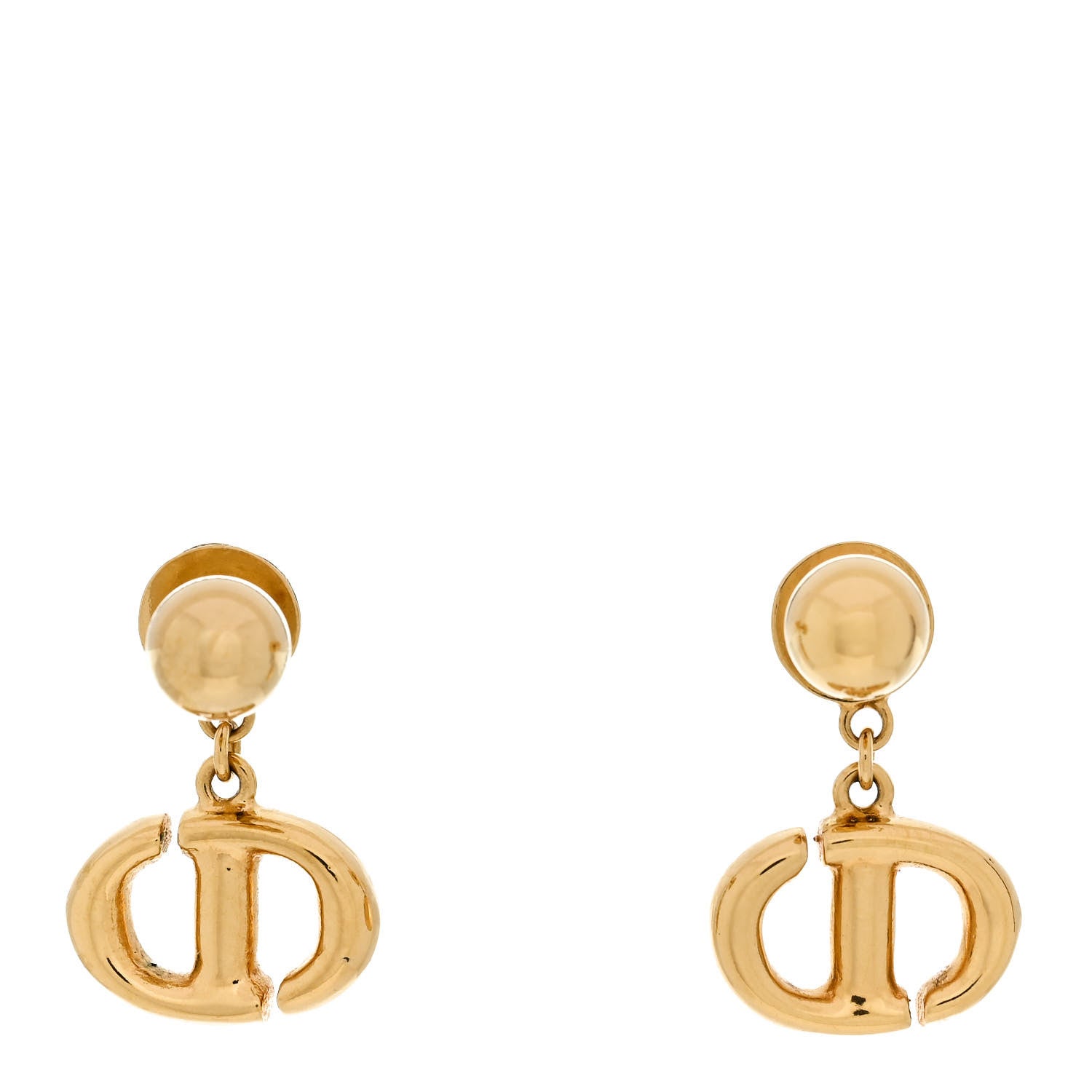 Metal Petit CD Drop Earrings Gold