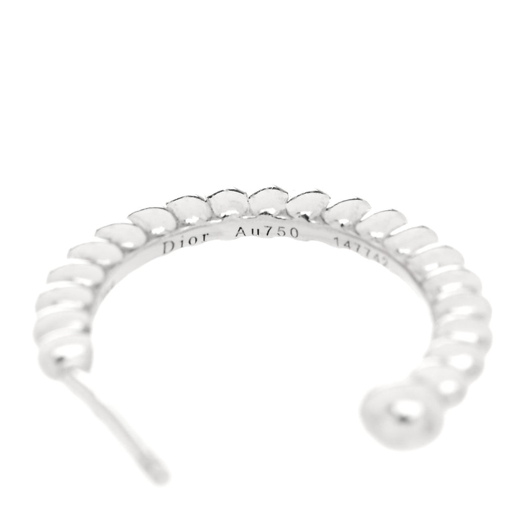 18K White Gold Diamond Rose Des Vents Pave Hoop Earrings