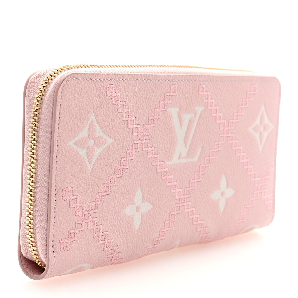 Empreinte Monogram Giant Broderies Zippy Wallet Pink Creme