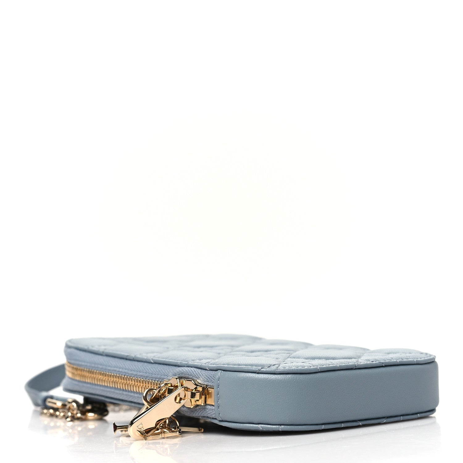 Lambskin Cannage Lady Dior Phone Holder Cloud Blue