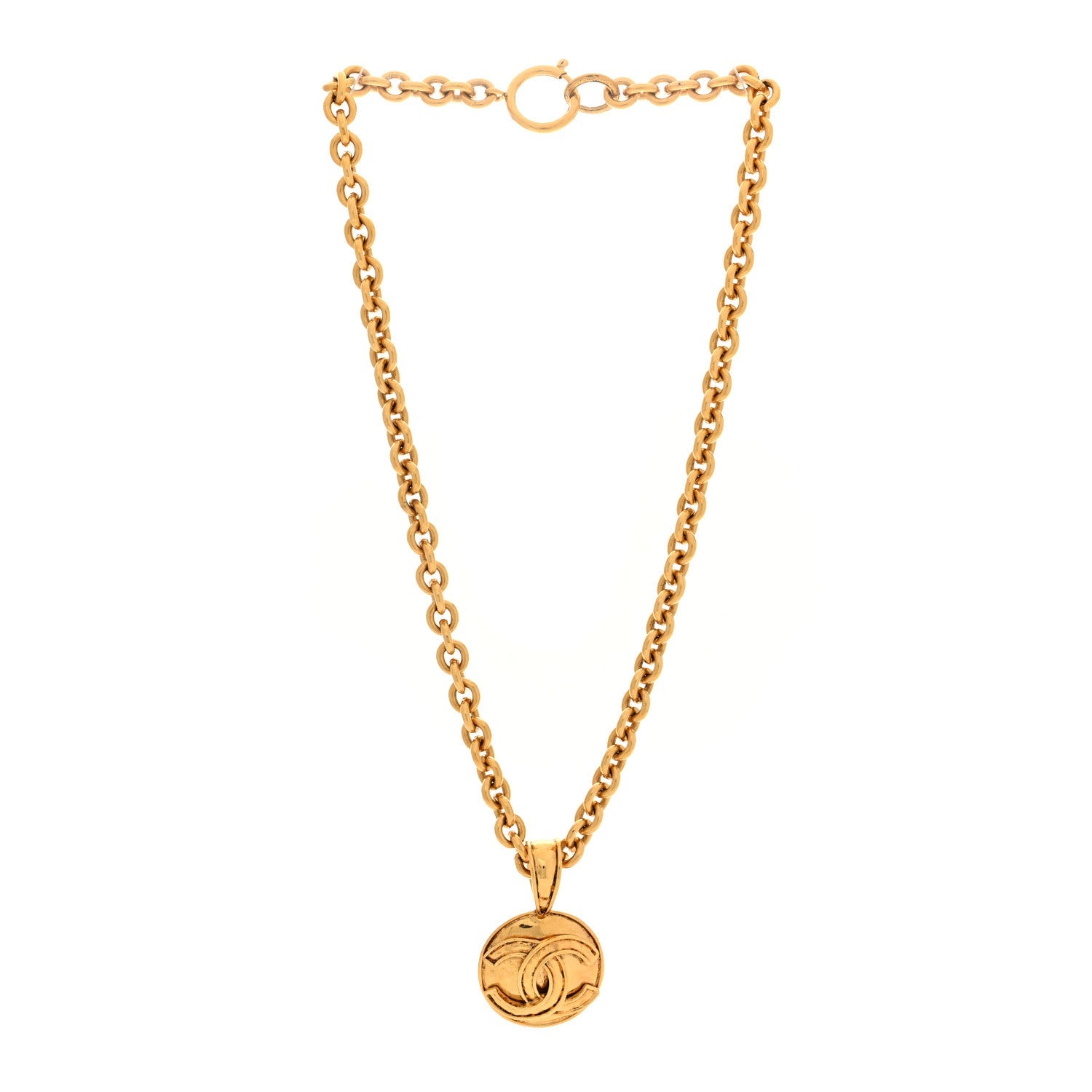 Metal CC Chain Pendant Necklace Gold