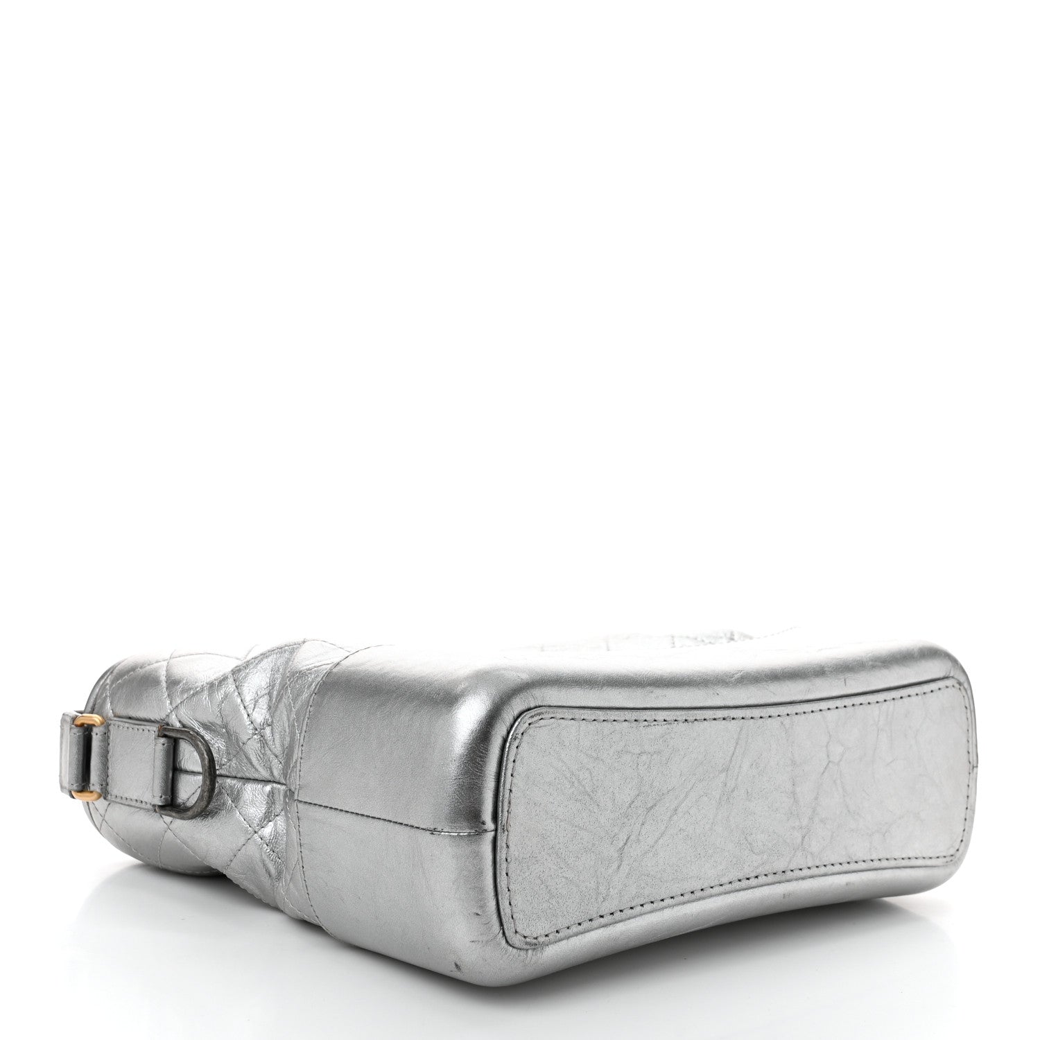 Metallic Aged Calfskin Quilted Medium Gabrielle Silver
