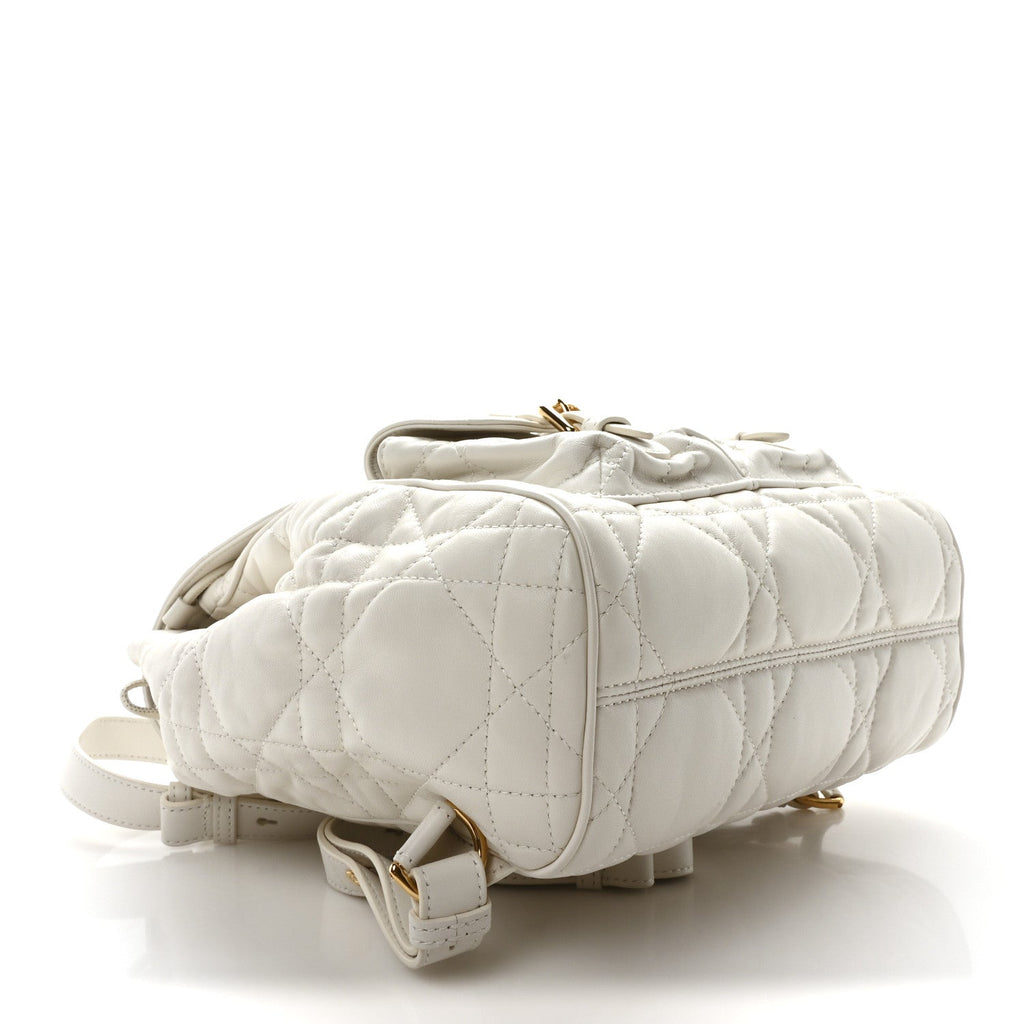 Lambskin Macrocannage Medium Caro Backpack White