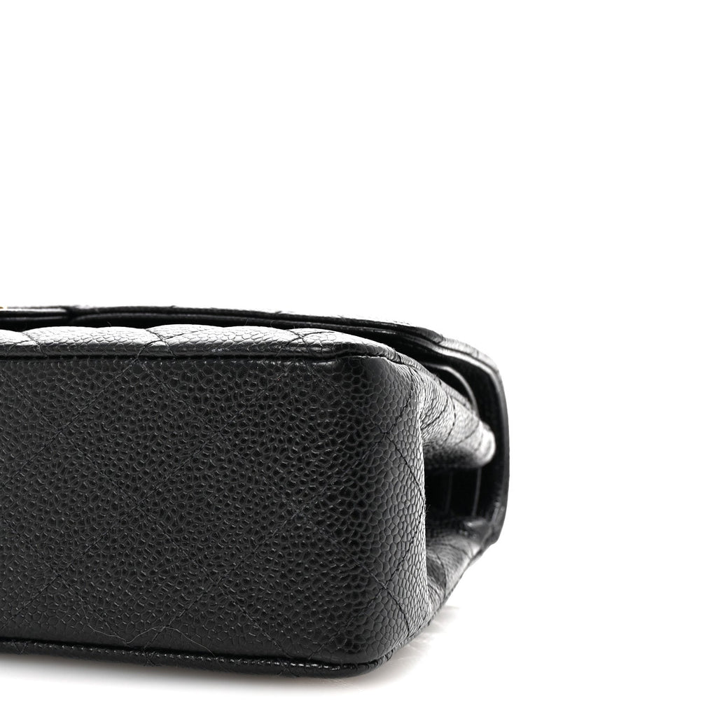 Caviar Quilted Medium Double Flap Black