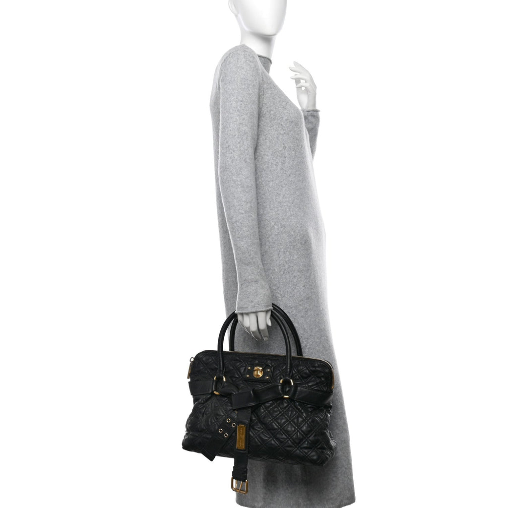 Calfskin Quilted Bruna Tote Black