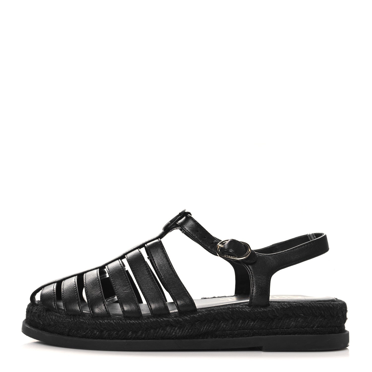Lambskin Espadrille Sandals 37 Black
