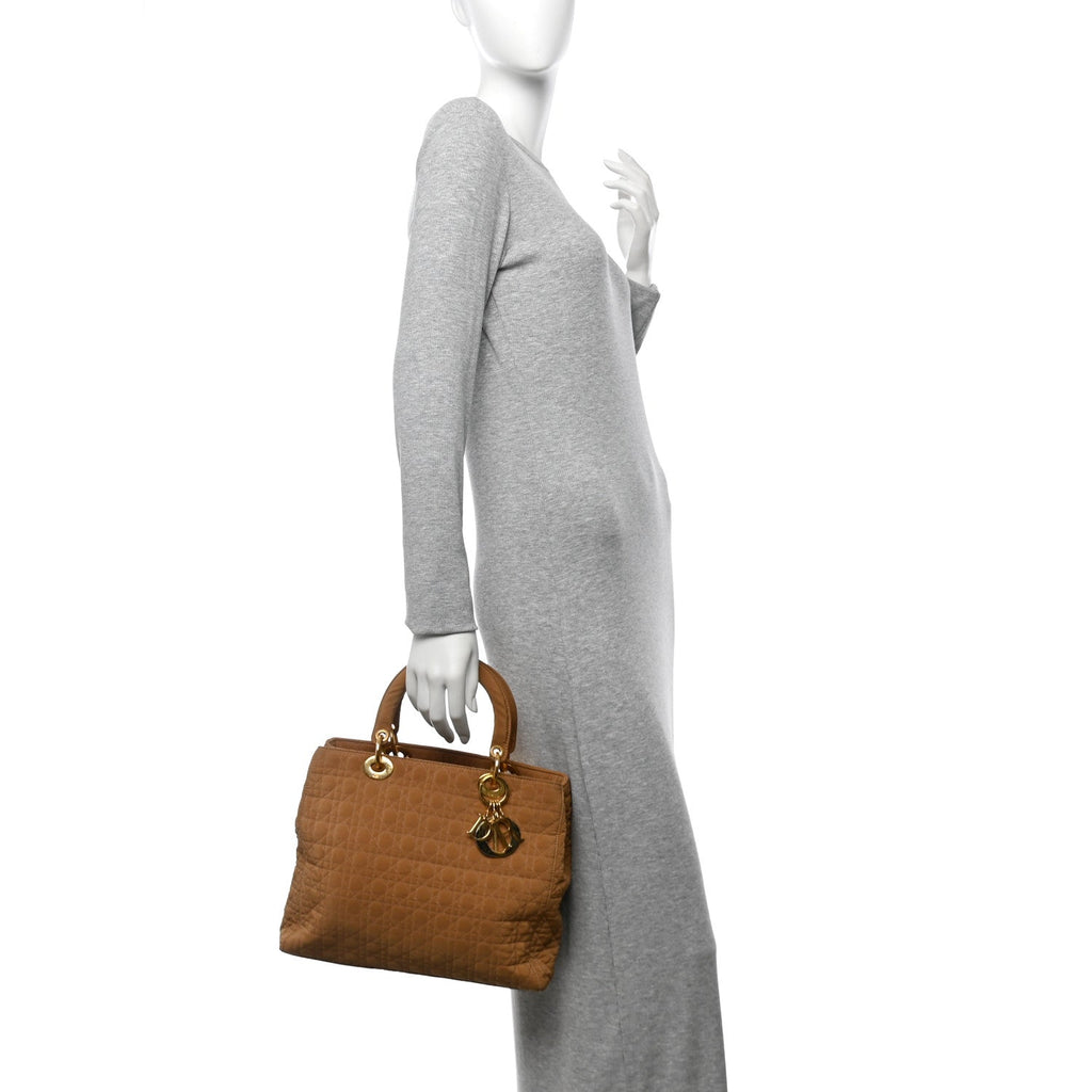 Nylon Cannage Large Lady Dior Tan