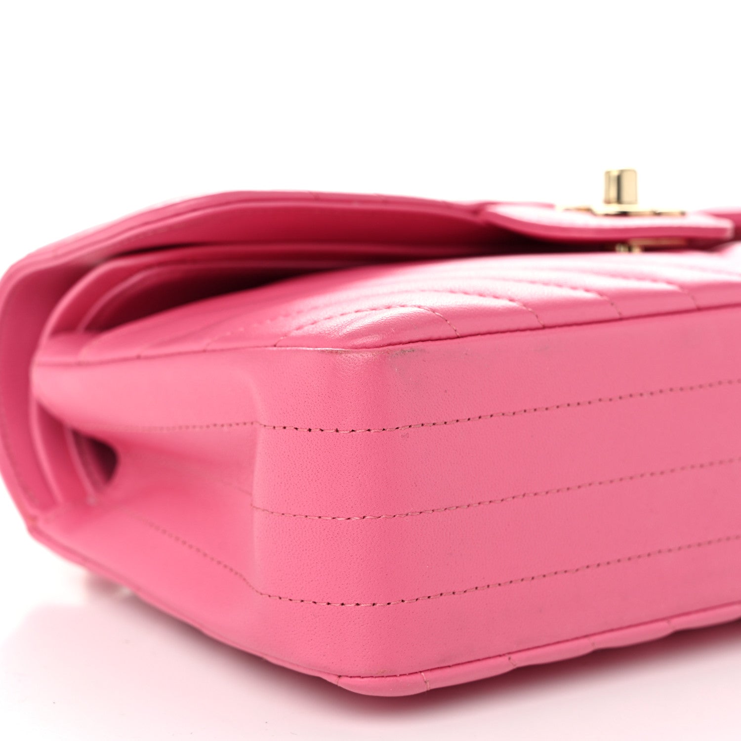 Lambskin Chevron Quilted Small Double Flap Pink
