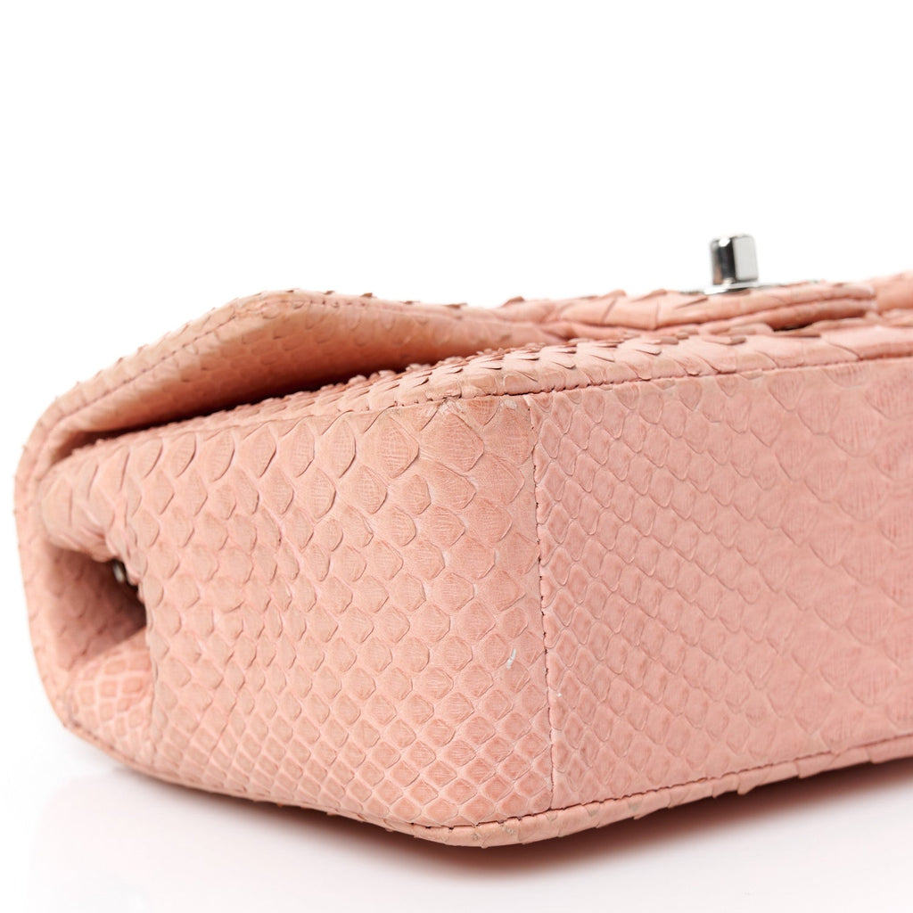 Snakeskin Mini Rectangular Flap Pink