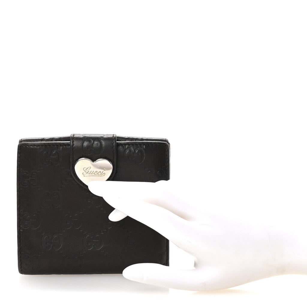 Guccisima Heart French Flap Wallet Brown