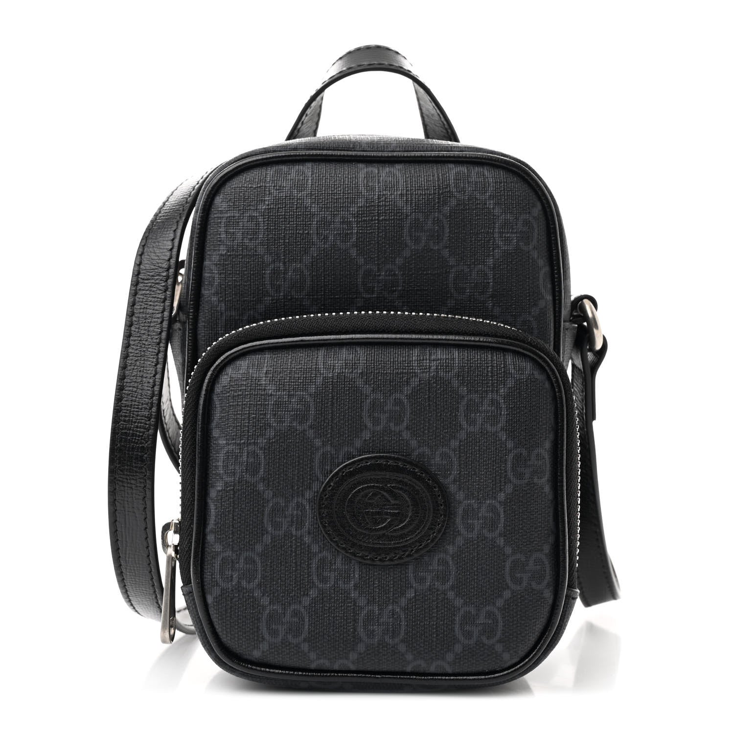 GG Supreme Monogram Azalea Calfskin Mini Retro Interlocking G Bag Black