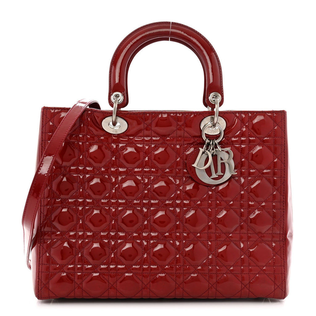 Patent Cannage Large Lady Dior Red