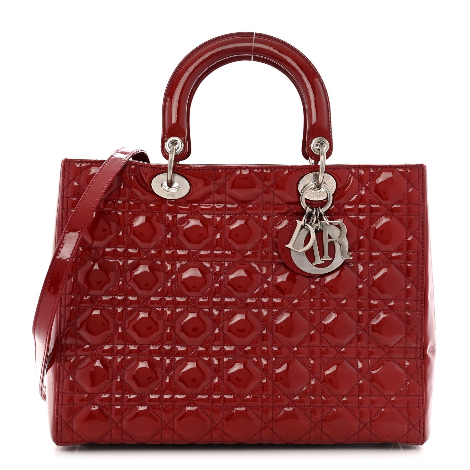 Patent Cannage Large Lady Dior Red