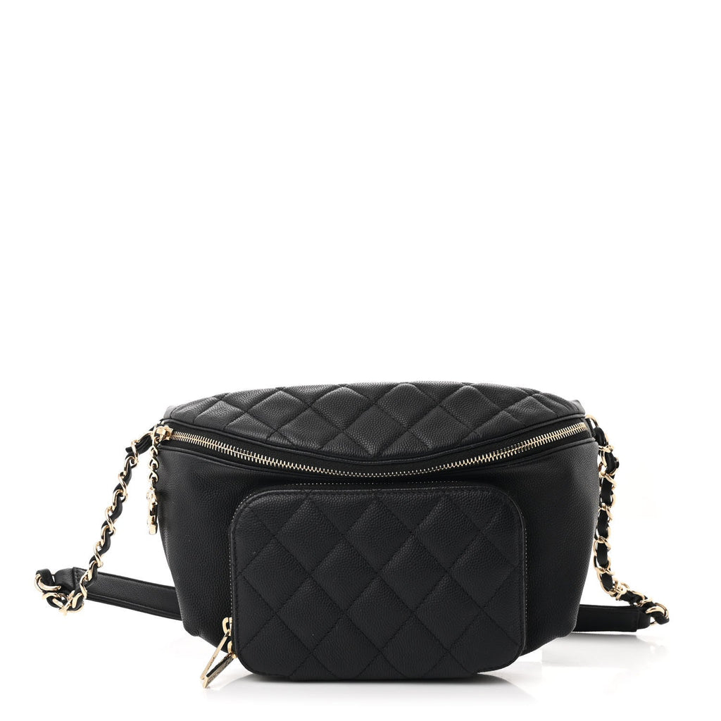 Caviar Quilted Business Affinity Waist Belt Bag Black