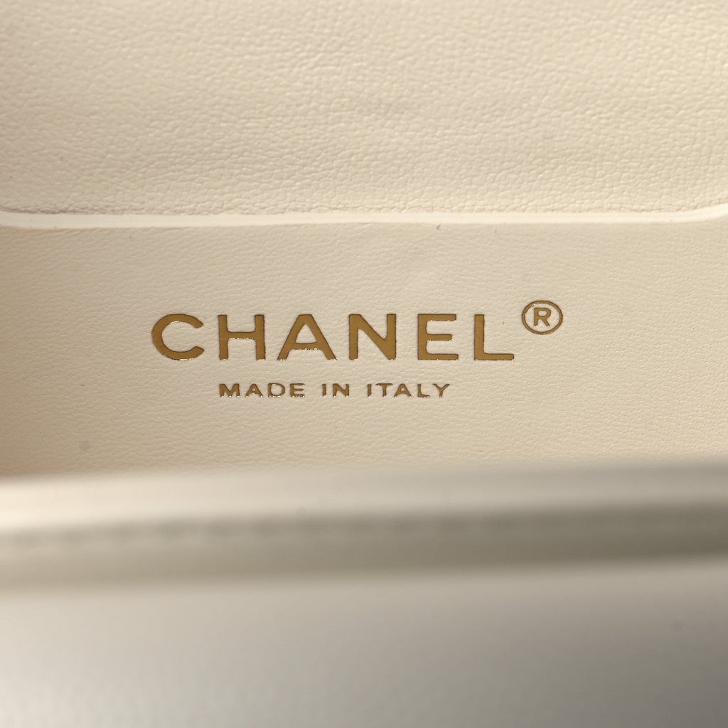 Caviar Quilted Mini Top Handle Flap White
