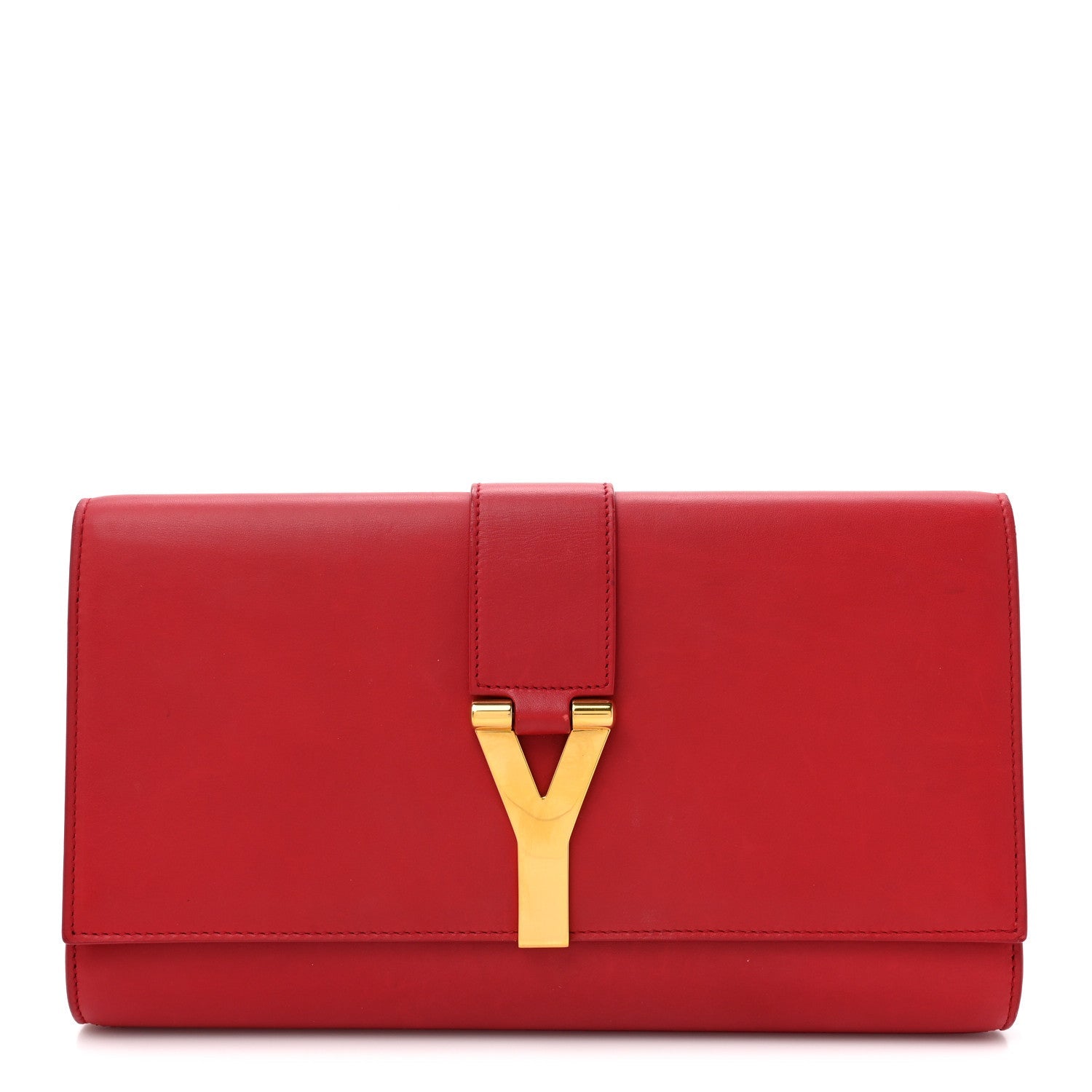Calfskin Classic Y Ligne Clutch Red