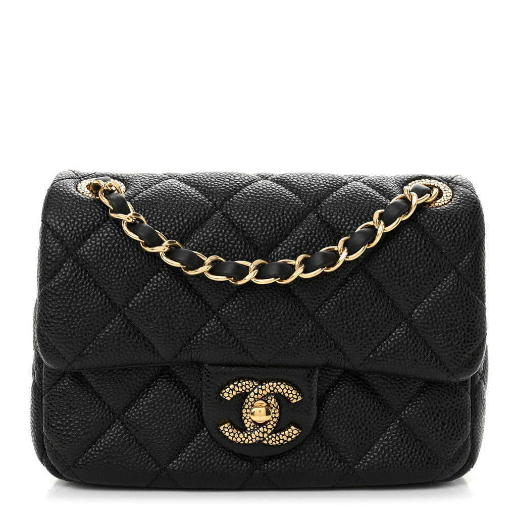 Grained Lambskin Quilted Mini Flap Black