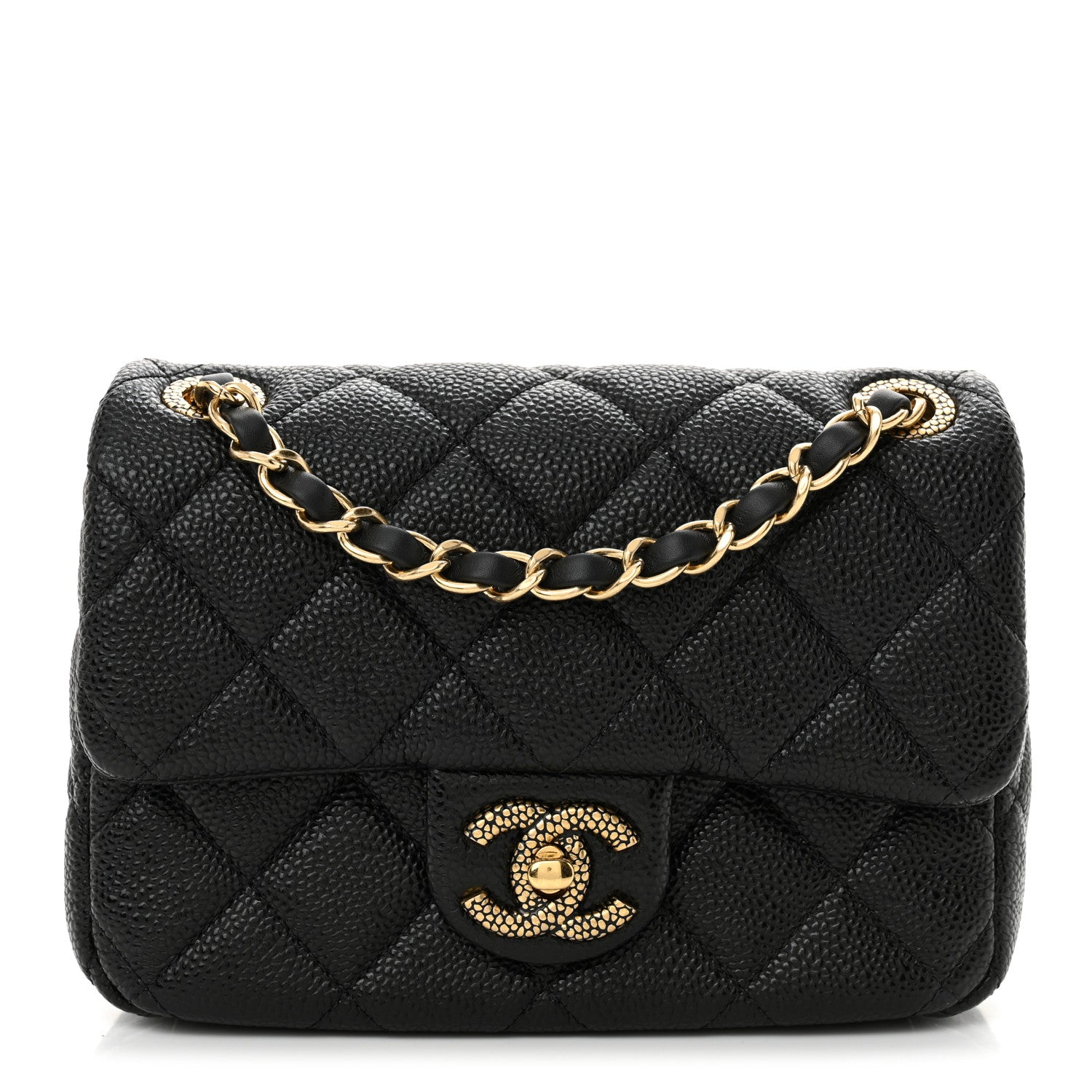 Grained Lambskin Quilted Mini Flap Black