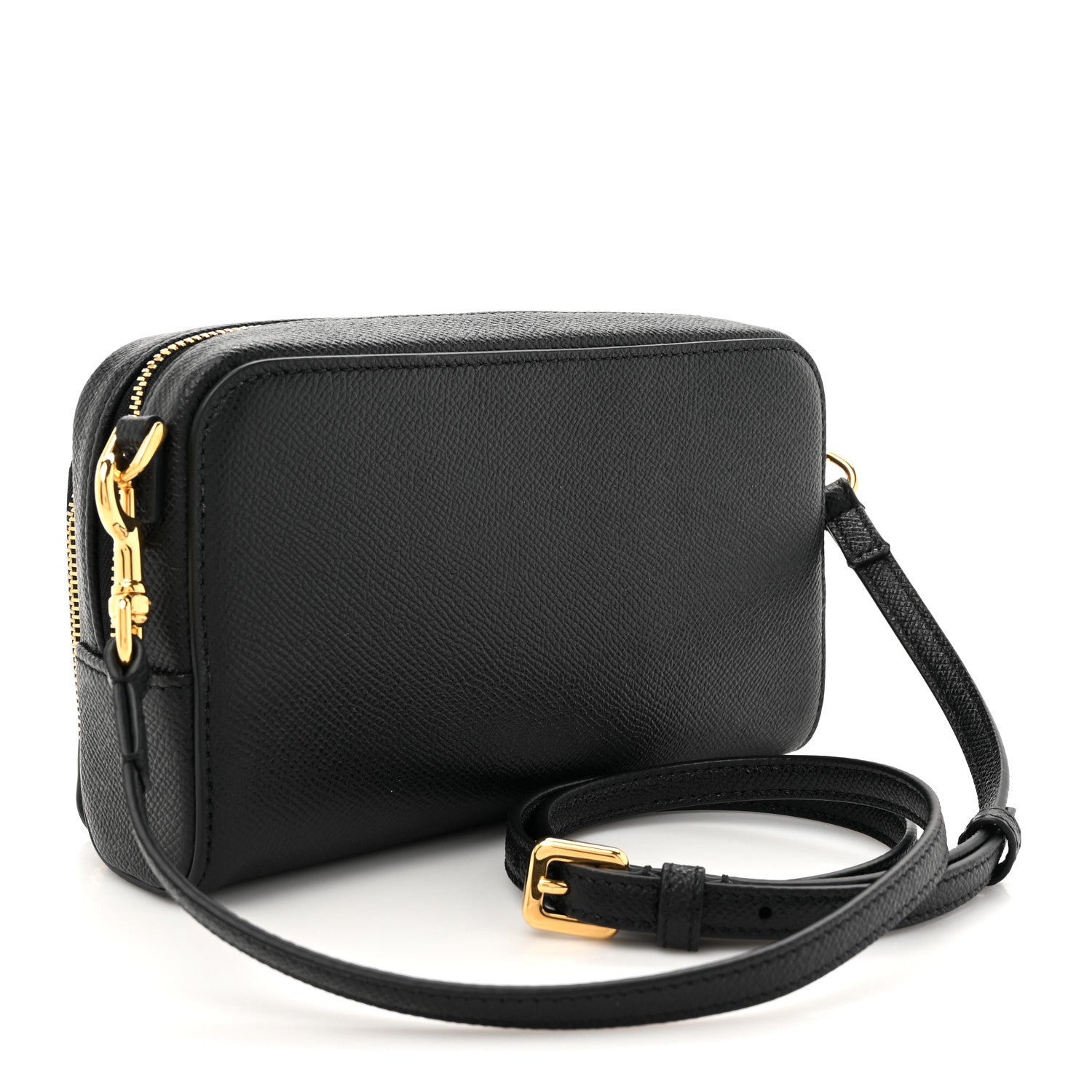 Grained Calfskin Caro Double Pouch Black