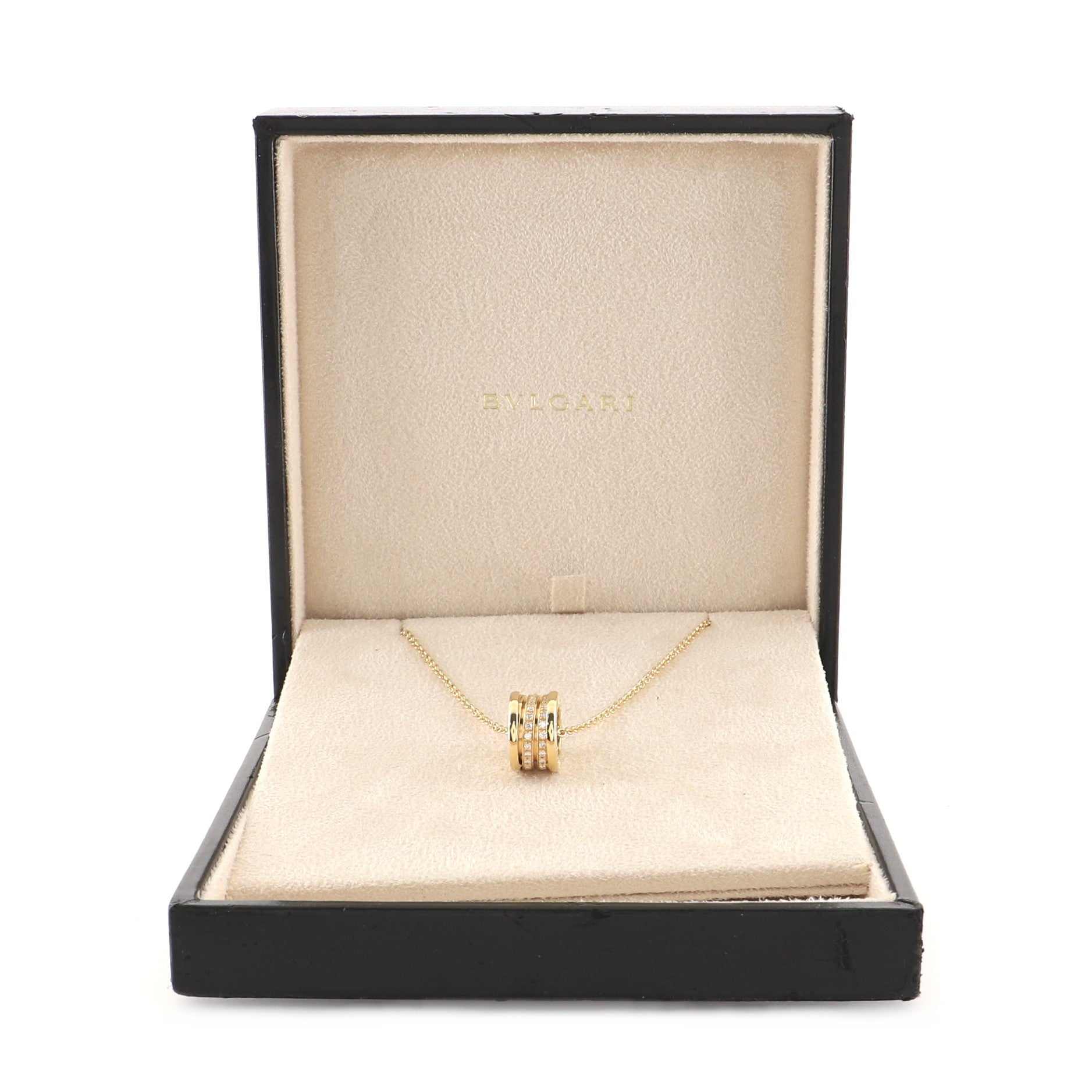 B.Zero1 Round Pendant Necklace 18K Yellow Gold with Diamonds Medium