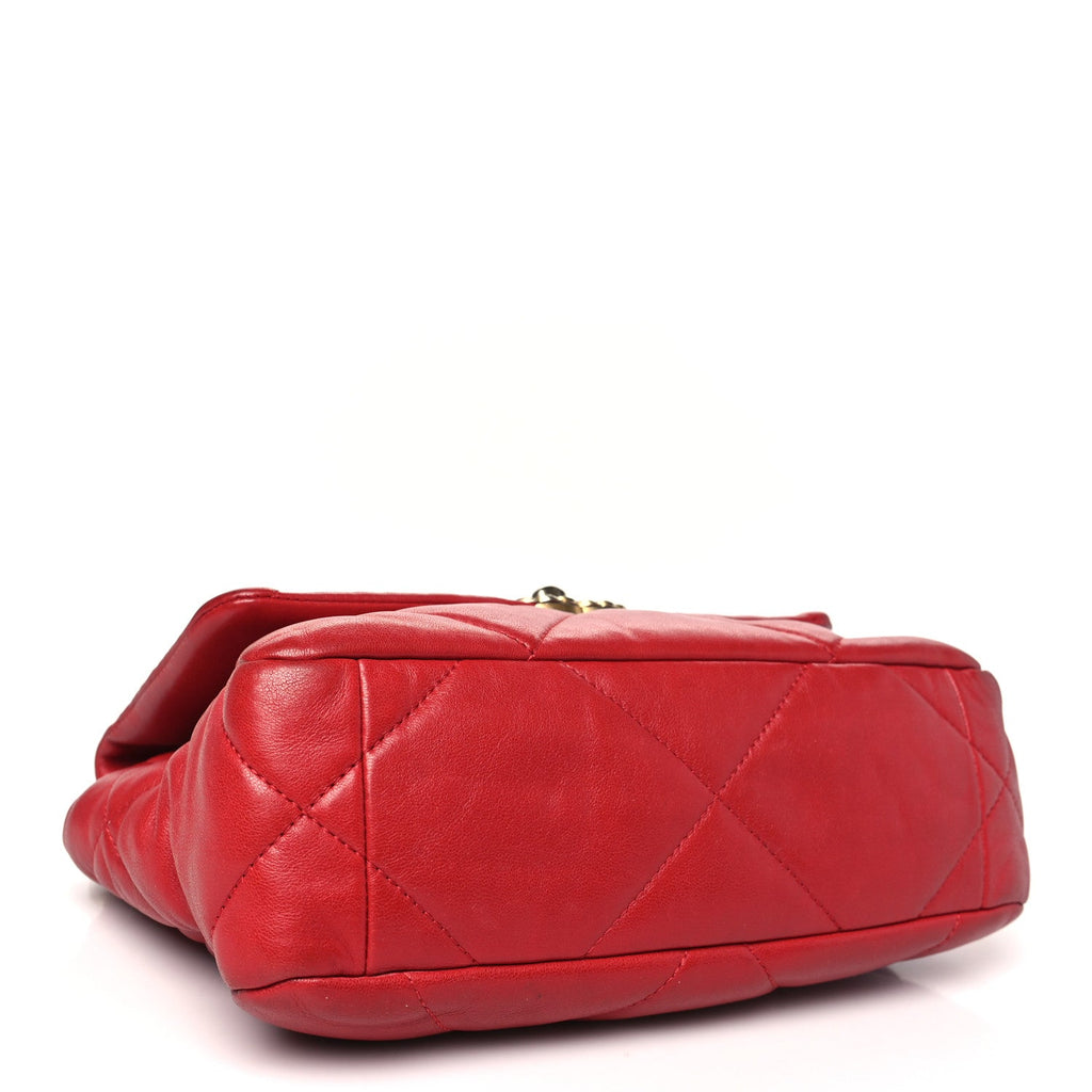 Lambskin Quilted Medium Chanel 19 Flap Red