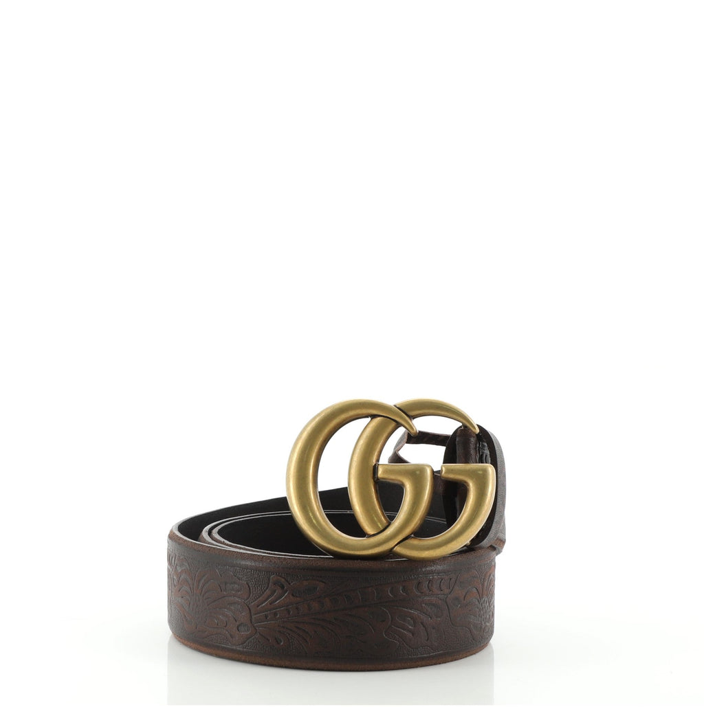 GG Marmont Belt Embossed Leather Wide 95