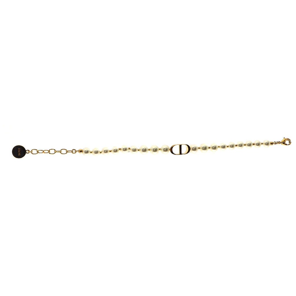 CD Pearl Chain Bracelet Metal and Faux Pearl