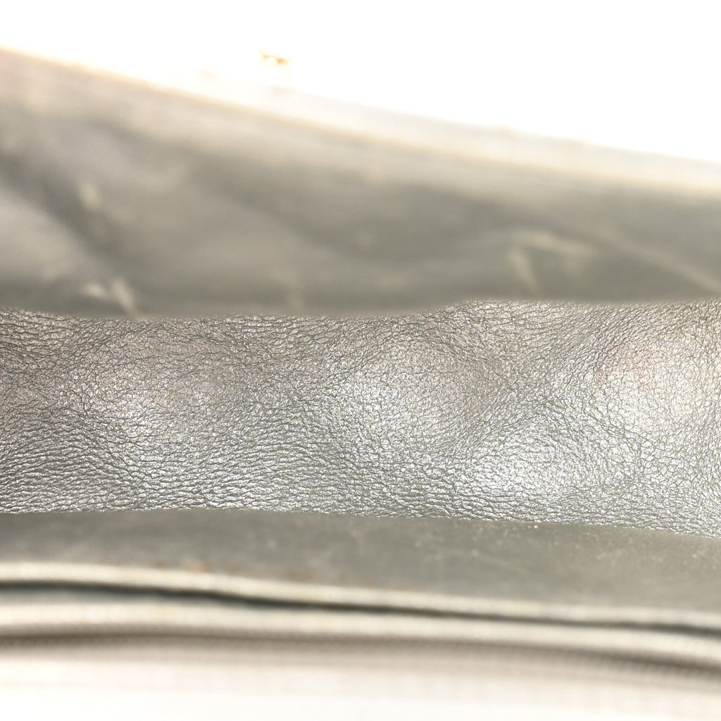 Metallic Lambskin Quilted Mini Square Flap Silver