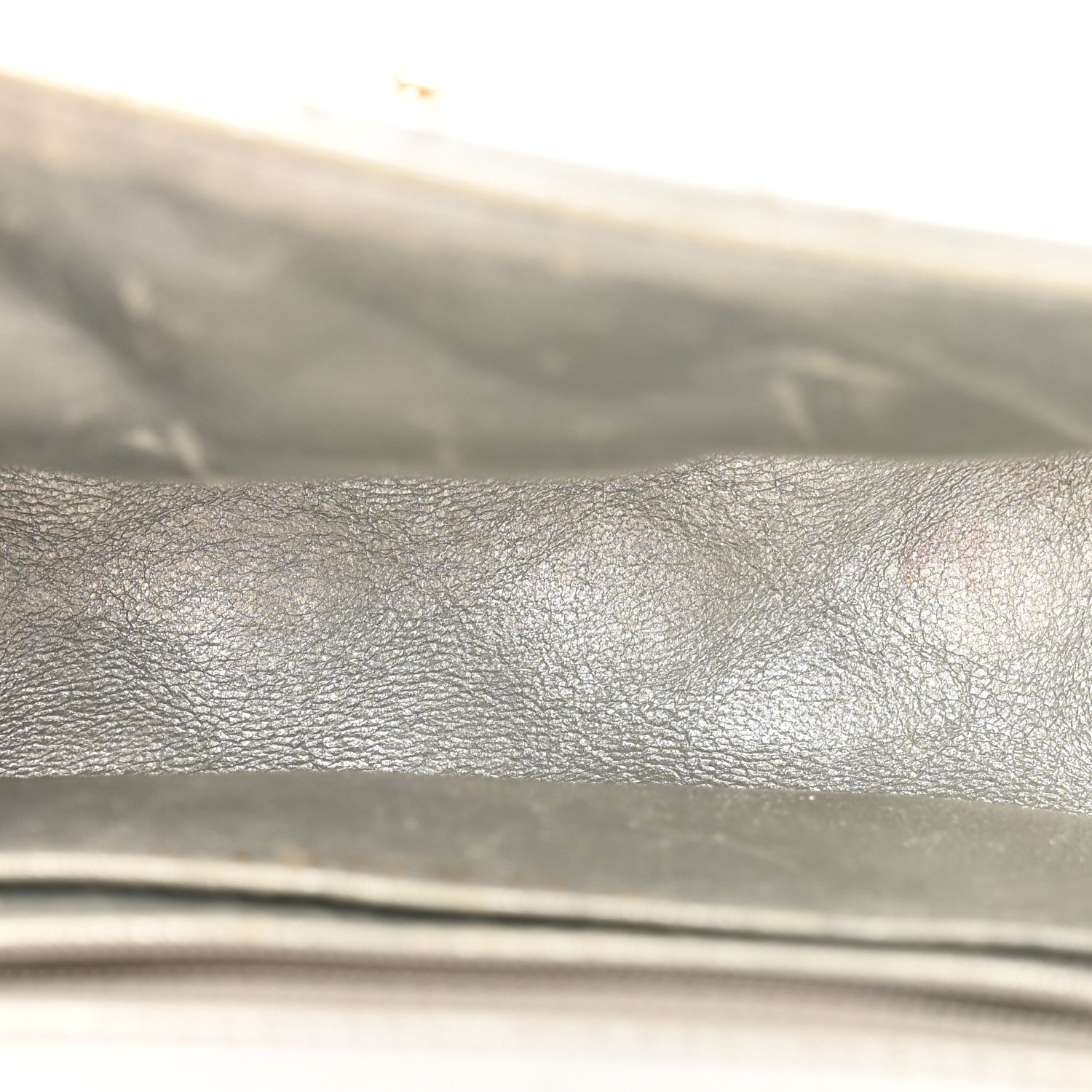 Metallic Lambskin Quilted Mini Square Flap Silver
