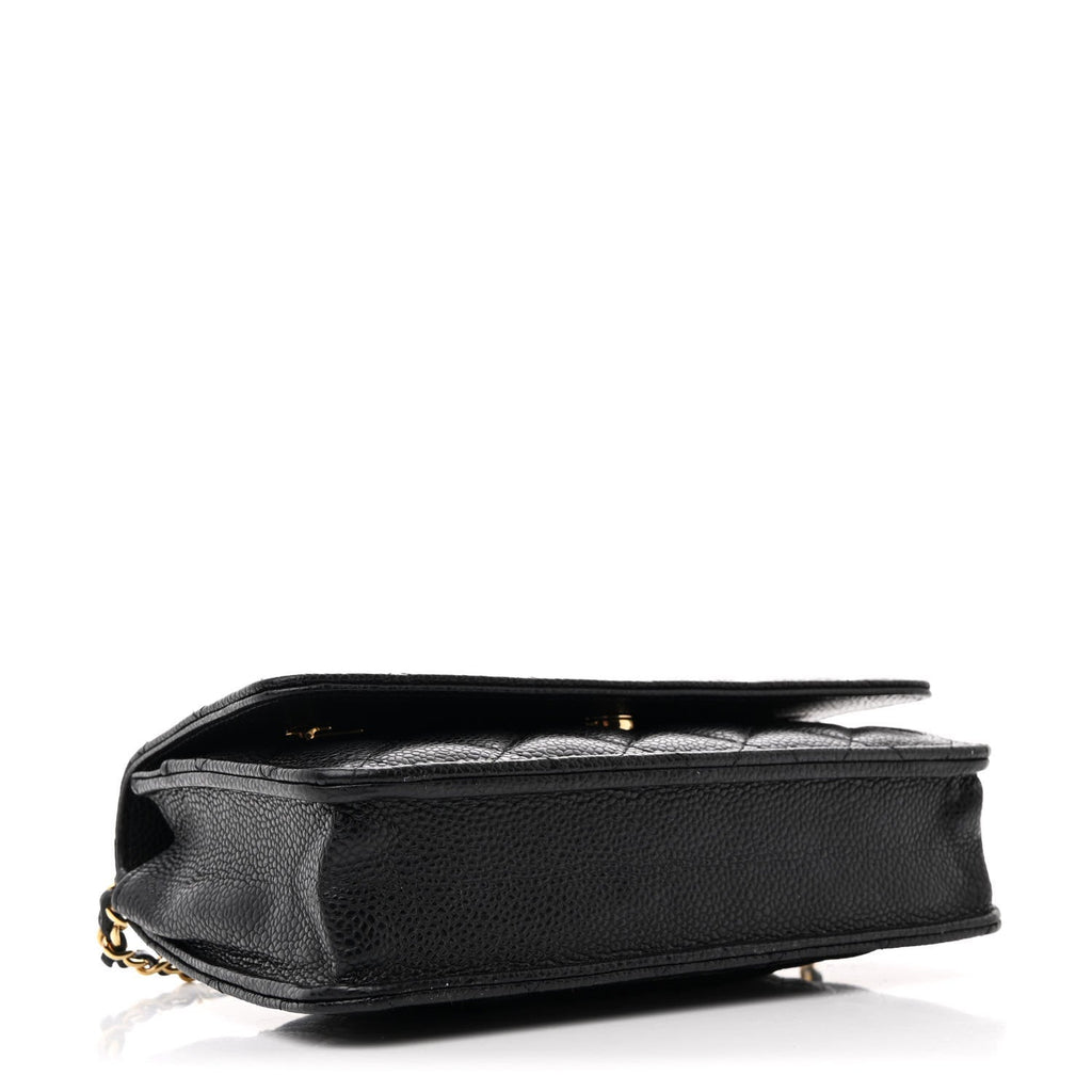 Caviar Quilted Wallet on Chain WOC Black