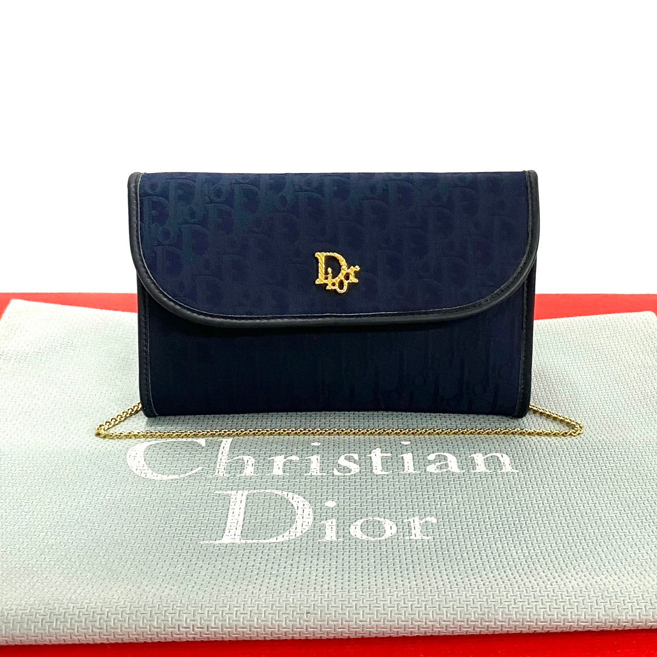 Christian Dior Trotter Leather Canvas Chain Mini Shoulder Bag