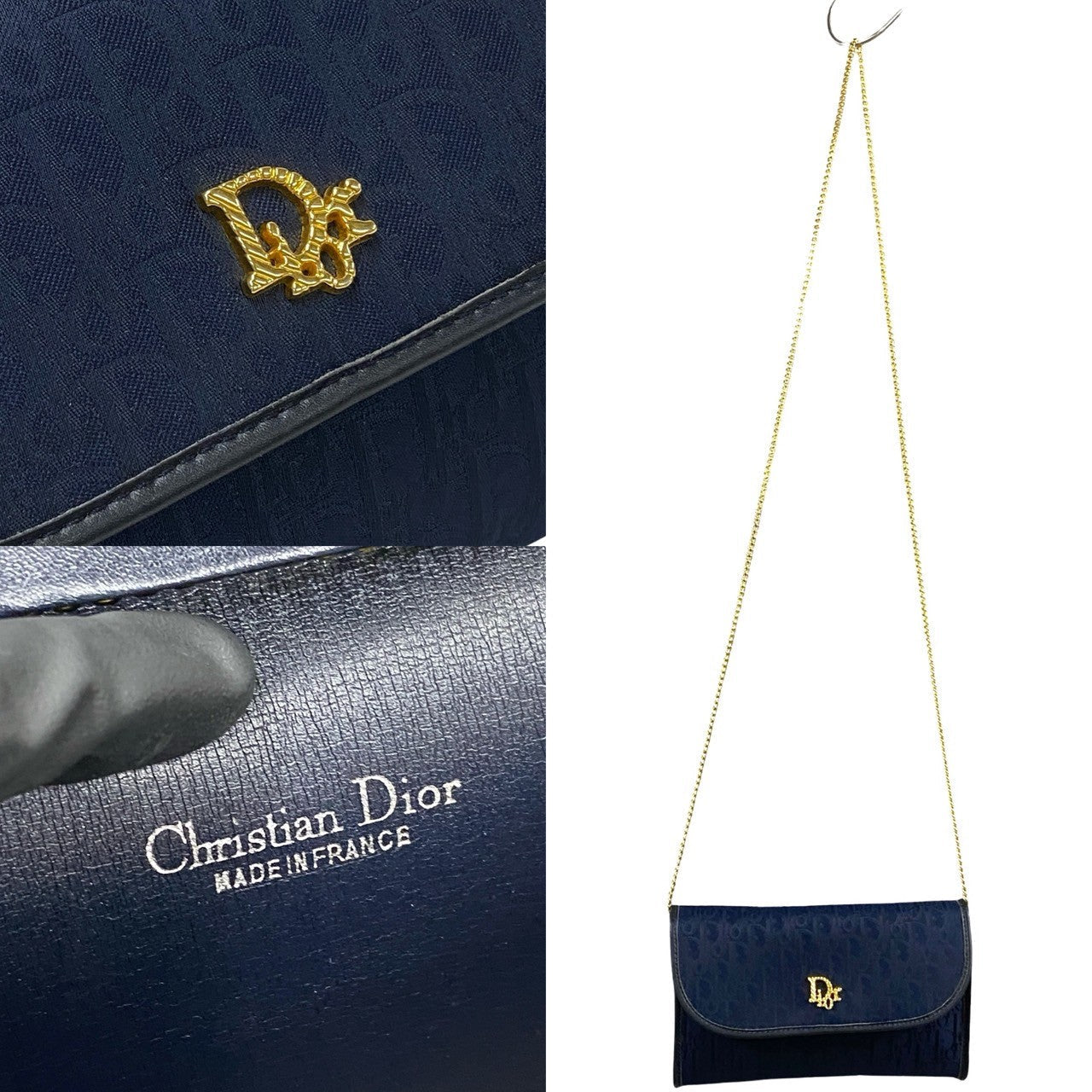 Christian Dior Trotter Leather Canvas Chain Mini Shoulder Bag
