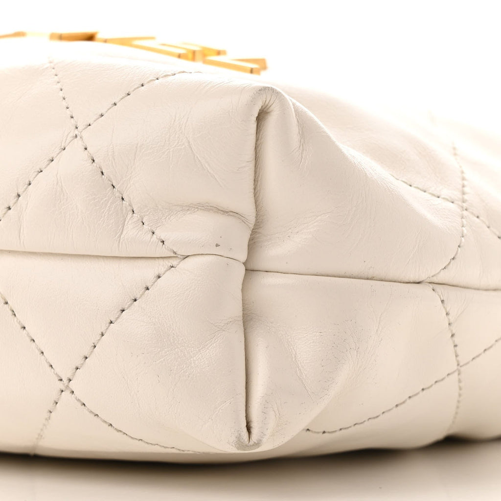 Shiny Calfskin Quilted Mini Chanel 22 White