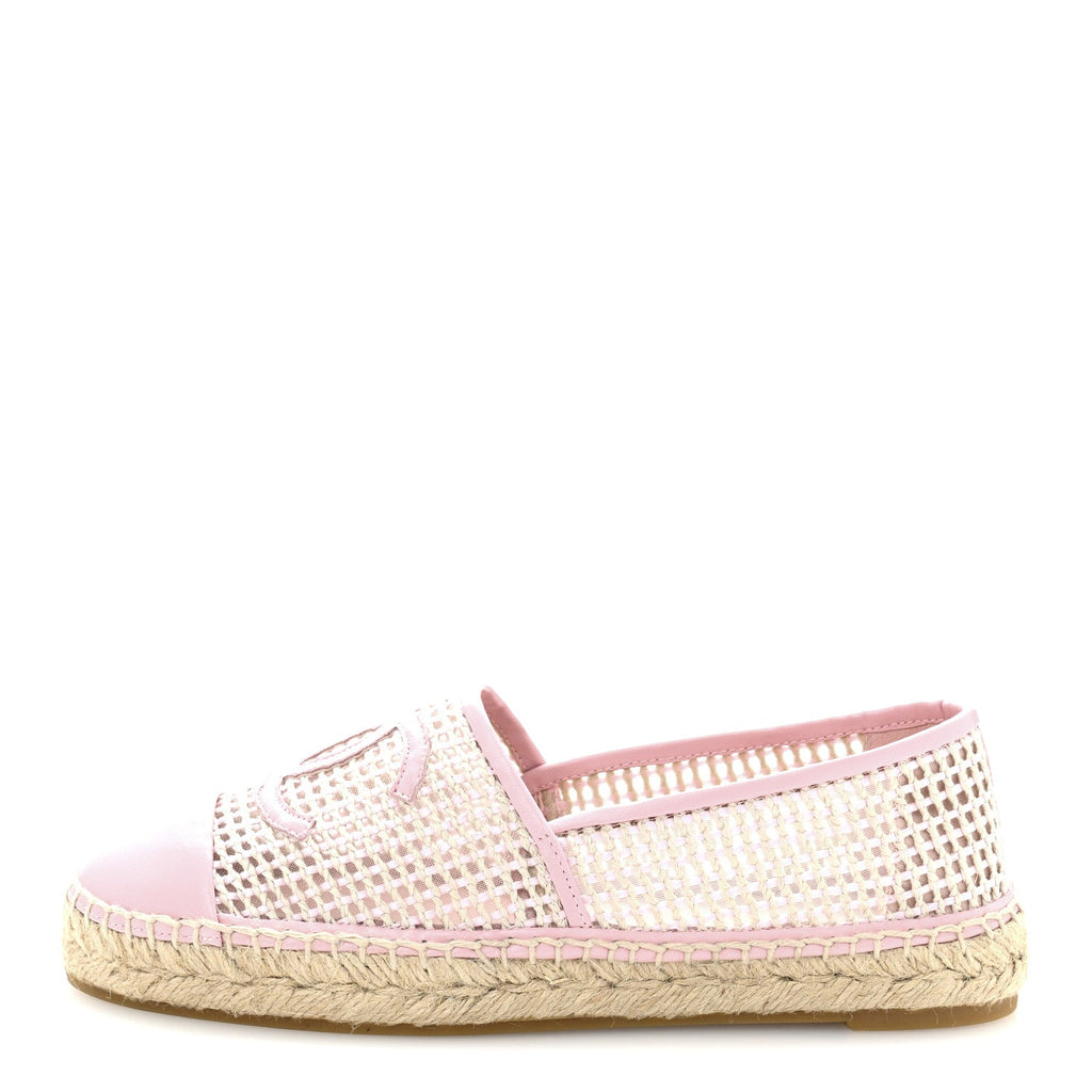 Mesh Lambskin CC Espadrilles 39 Light Pink Beige