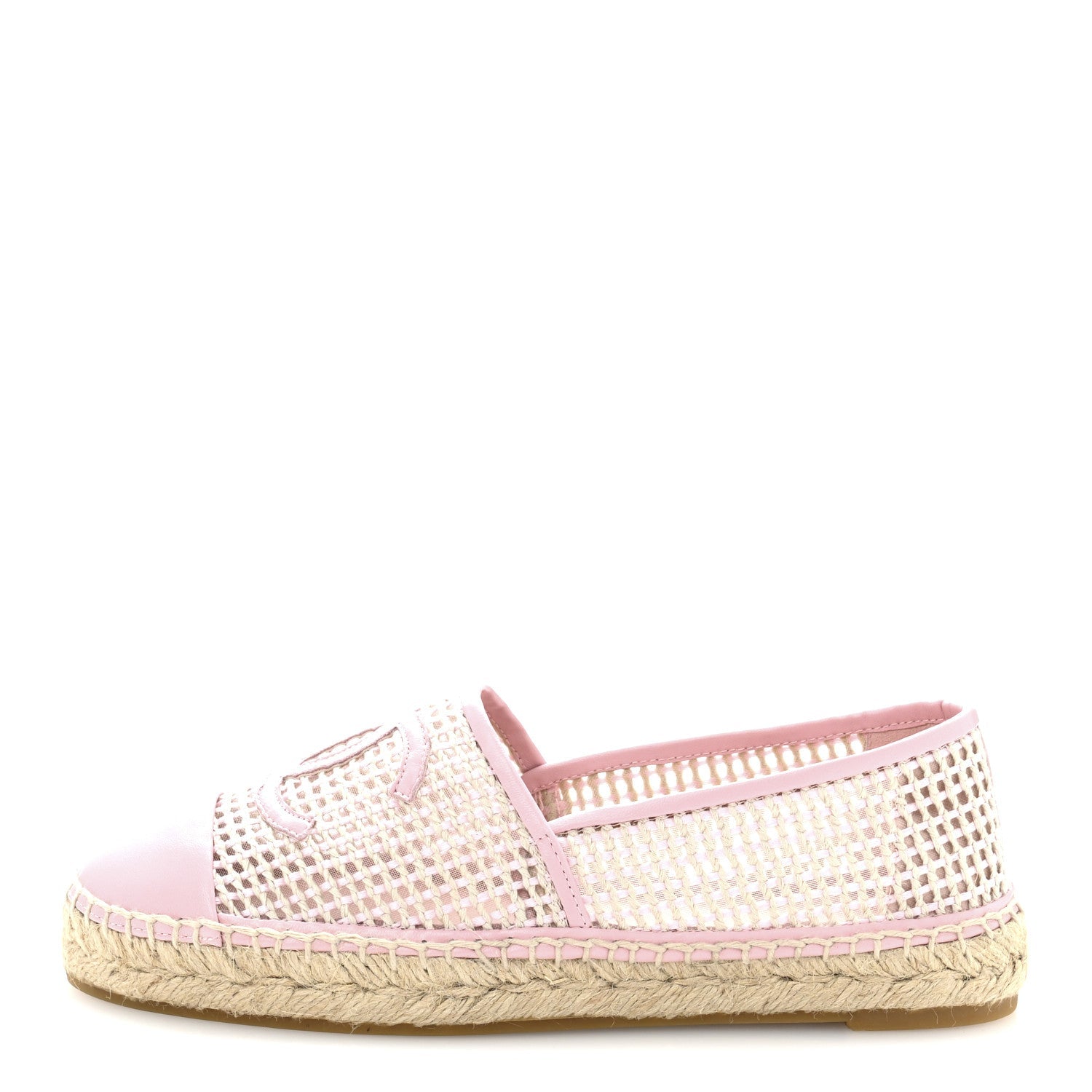 Mesh Lambskin CC Espadrilles 39 Light Pink Beige