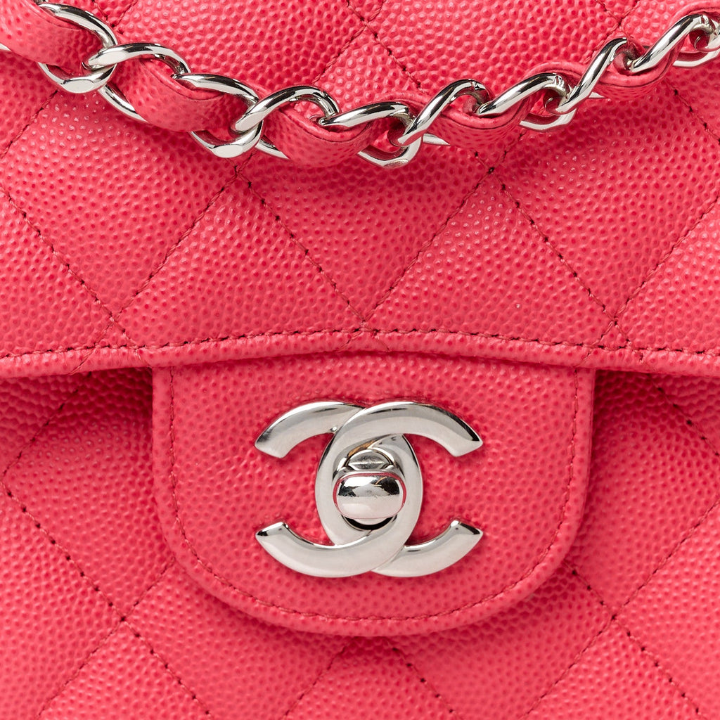 Caviar Quilted Medium Double Flap Dark Pink